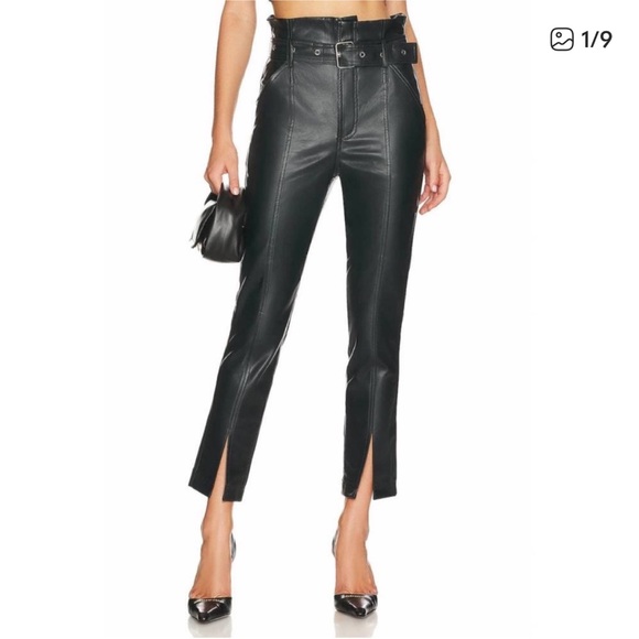 Blank NYC Pants - Blank NYC Belted Faux Leather Front Slit Pants